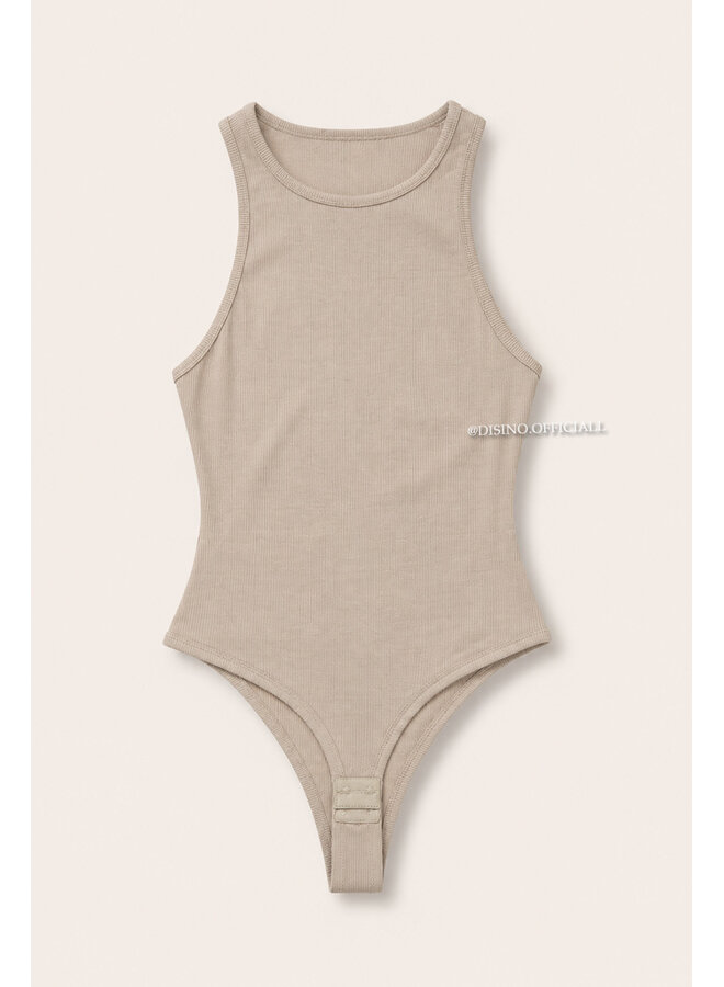 TAUPE - 'AVERY BODYSUIT' - SHAPING RACER BODYSUIT