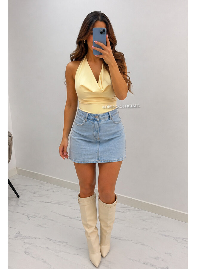 YELLOW - 'LIANNE TOP' - OPEN BACK WATERFALL TOP
