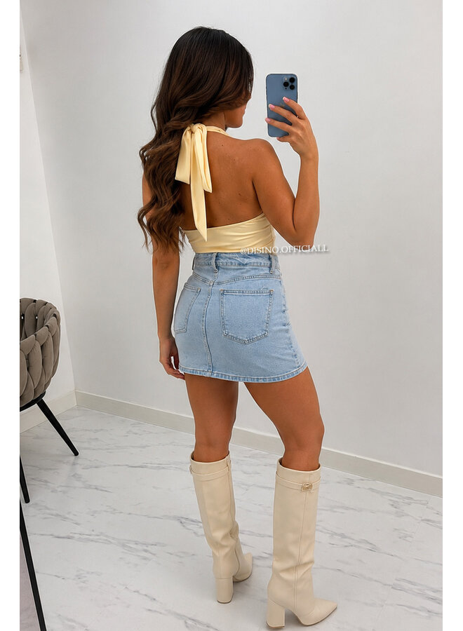 YELLOW - 'LIANNE TOP' - OPEN BACK WATERFALL TOP