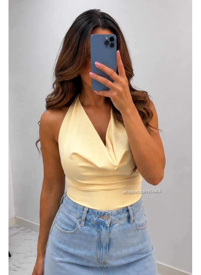 YELLOW - 'LIANNE TOP' - OPEN BACK WATERFALL TOP