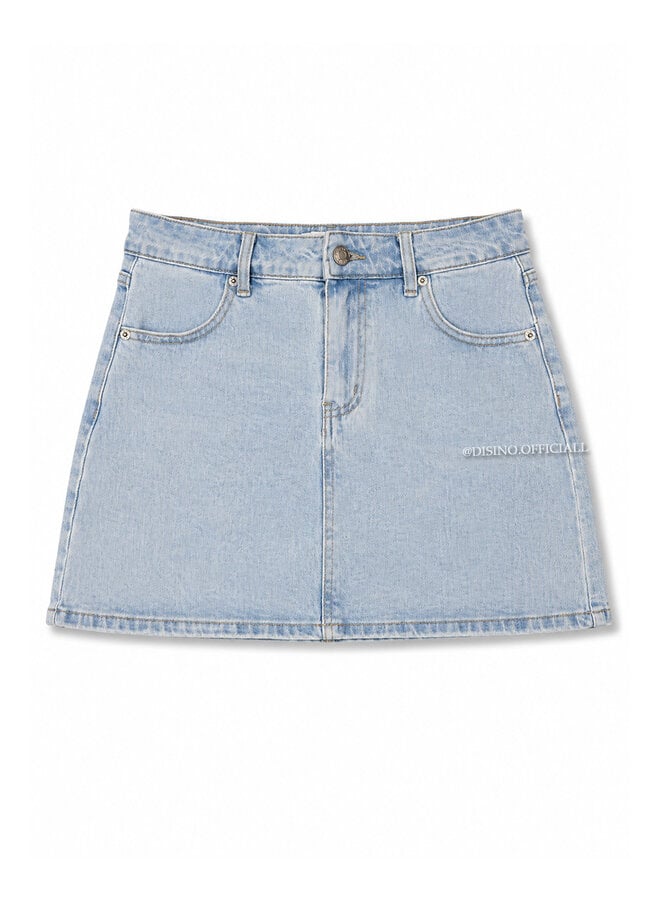 LIGHT BLUE - 'SOOF SKORT' - STRETCH DENIM SKIRT (SHORT INSIDE)