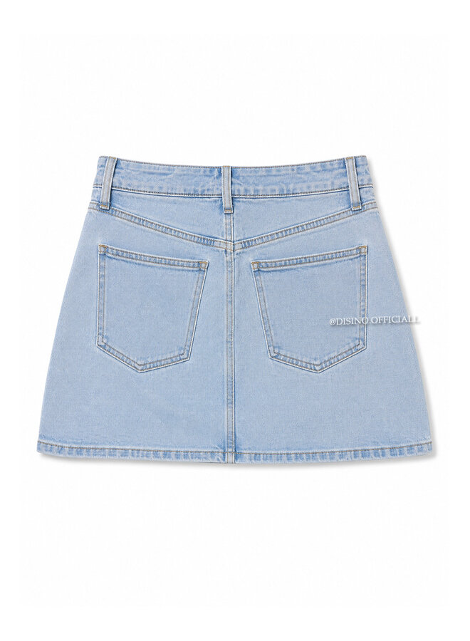 LIGHT BLUE - 'SOOF SKORT' - STRETCH DENIM SKIRT (SHORT INSIDE)