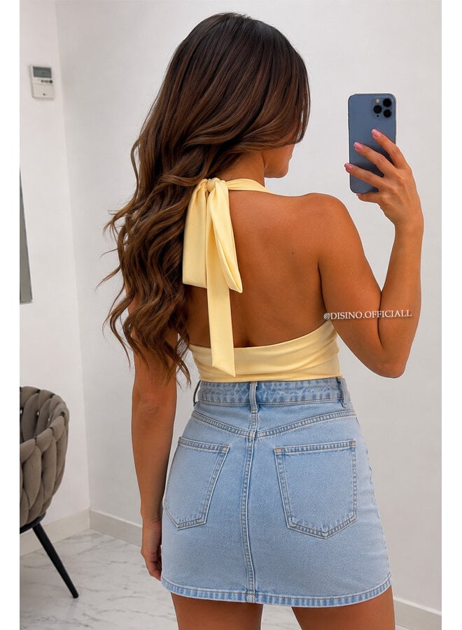 YELLOW - 'LIANNE TOP' - OPEN BACK WATERFALL TOP