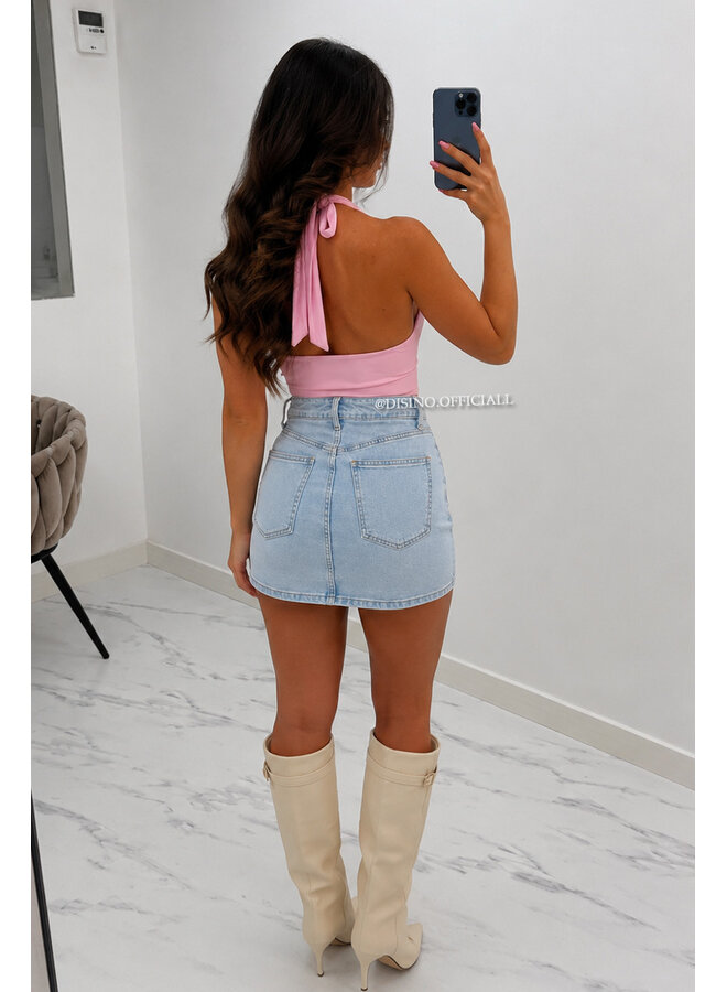 PINK - 'LIANNE TOP' - OPEN BACK WATERFALL TOP