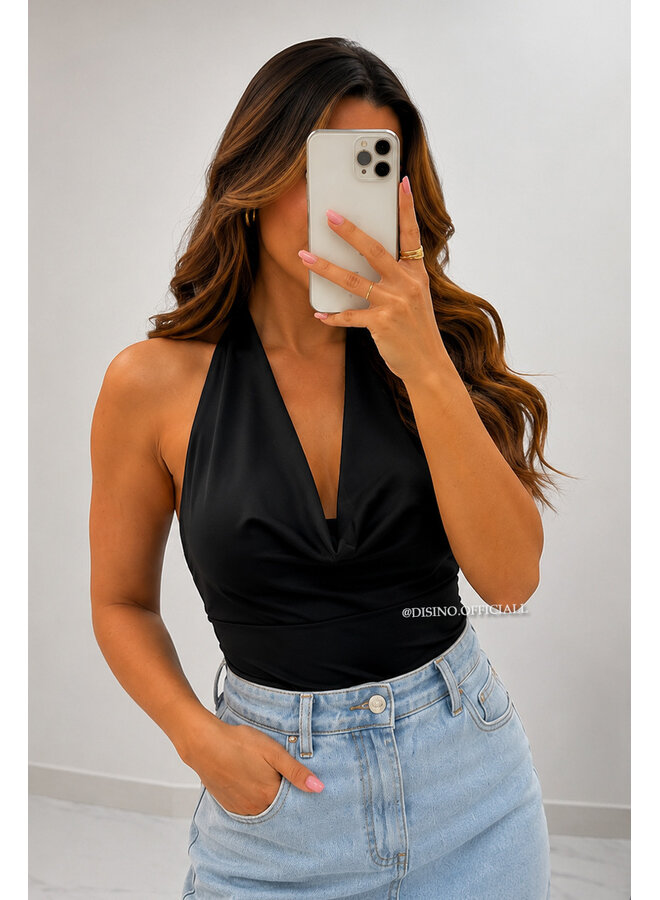 BLACK - 'LIANNE TOP' - OPEN BACK WATERFALL TOP