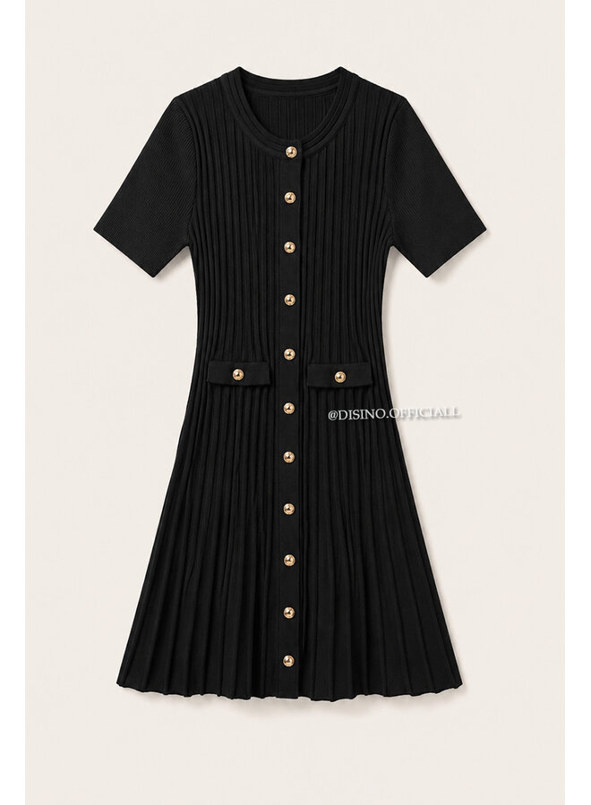BLACK - 'SANDRA DRESS' - CLASSY INSPIRED A-LINE DRESS