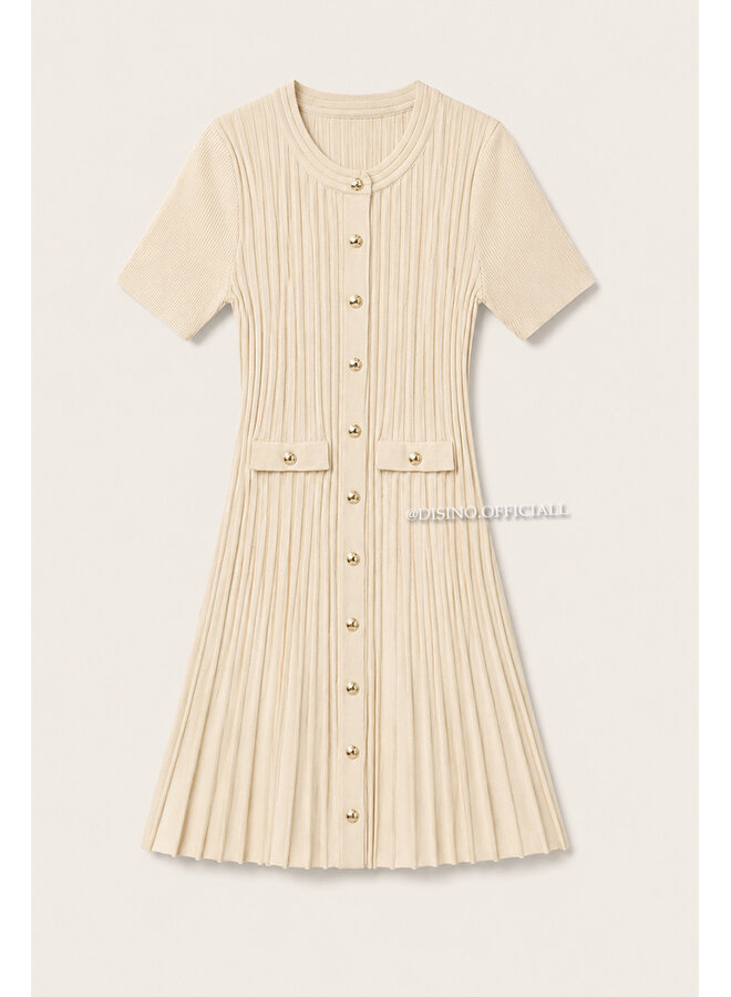 BEIGE - 'SANDRA DRESS' - CLASSY INSPIRED A-LINE DRESS