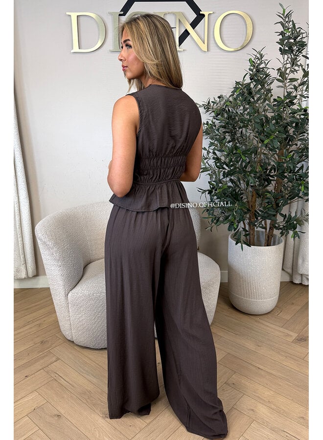 CHOCO - 'DELANI SET' - COASTAL CHIC SUMMER TOP + PANTS SET