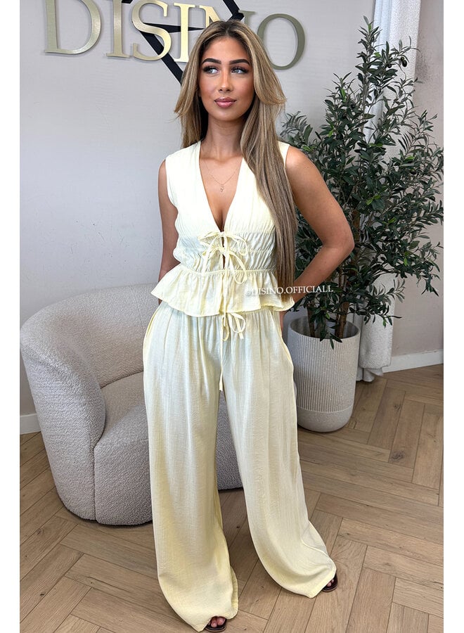YELLOW - 'DELANI SET' - COASTAL CHIC SUMMER TOP + PANTS SET