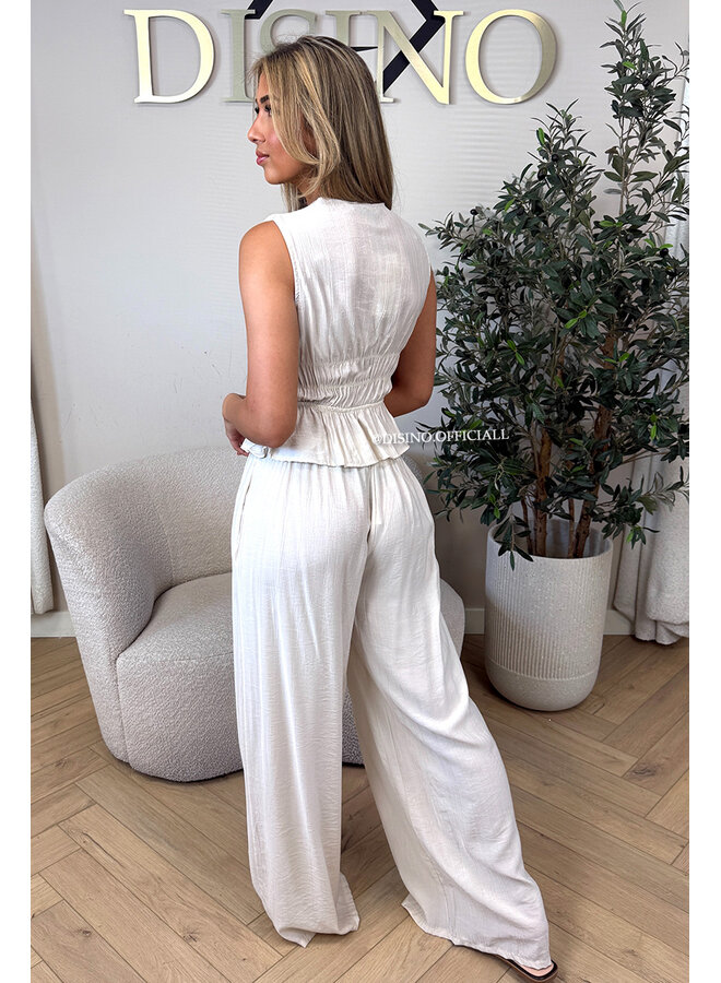 BEIGE - 'DELANI SET' - COASTAL CHIC SUMMER TOP + PANTS SET