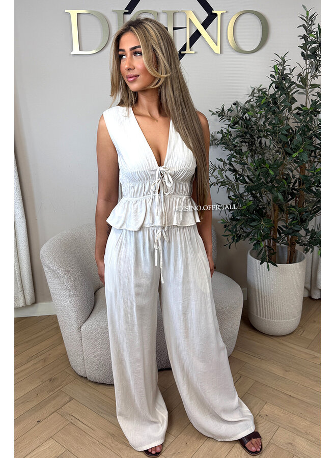 BEIGE - 'DELANI SET' - COASTAL CHIC SUMMER TOP + PANTS SET