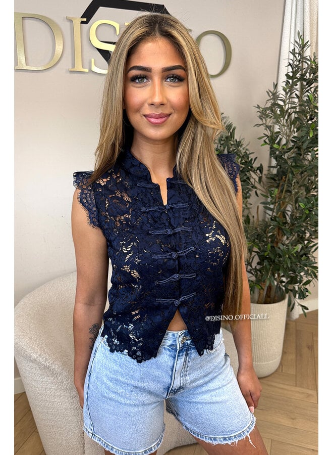 NAVY BLUE - 'AIKO TOP' - AIKO INSPIRED LACE TOP