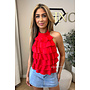 RED - 'MIRAI TOP' - POLKADOT OPEN BACK RUFFLE TOP