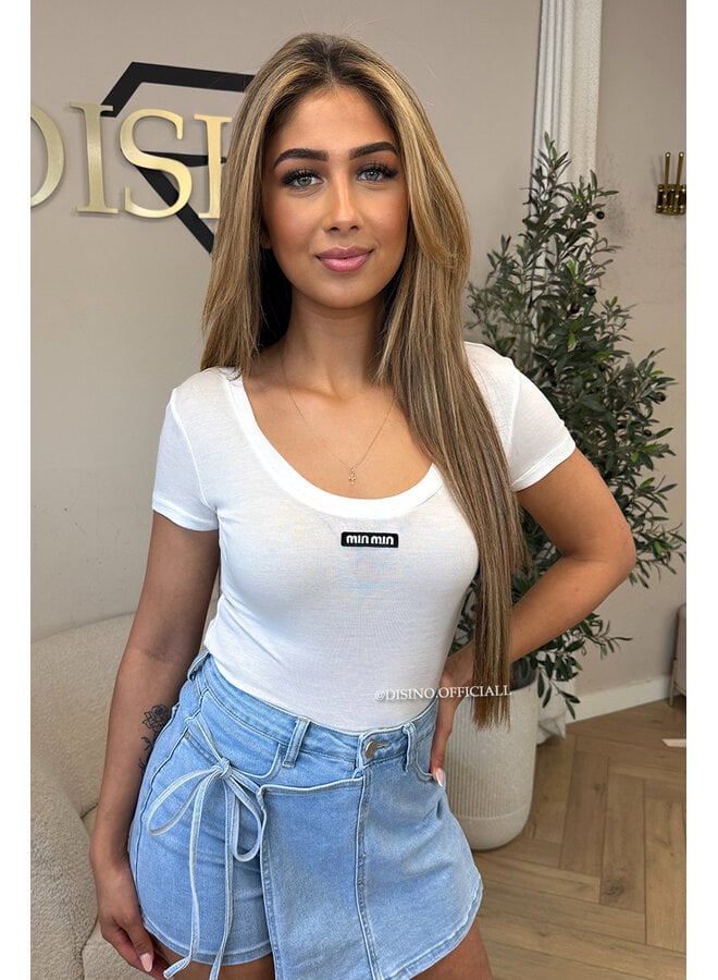 WHITE - 'MIOMIO ROUND NECK TOP' - INSPIRED BASIC TOP