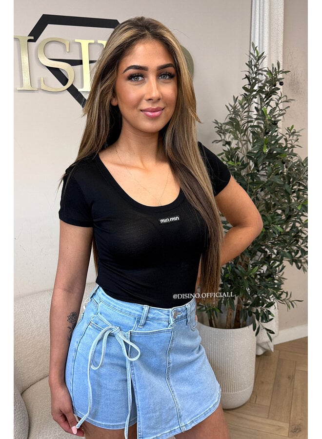 BLACK - 'MIOMIO ROUND NECK TOP' - INSPIRED BASIC TOP