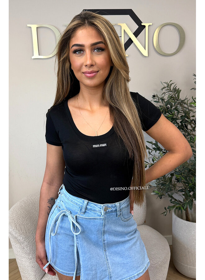 BLACK - 'MIOMIO ROUND NECK TOP' - INSPIRED BASIC TOP