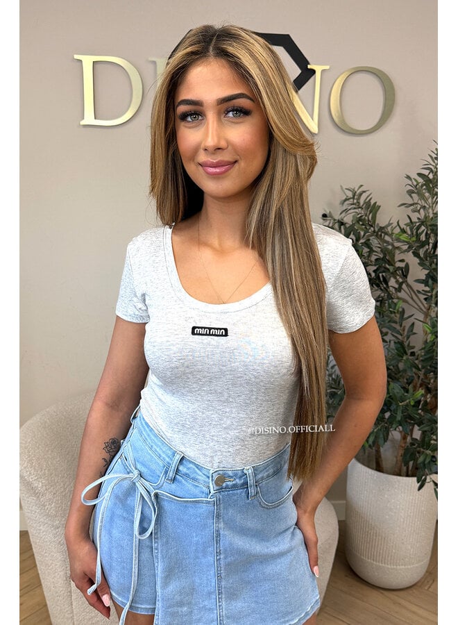 GREY - 'MIOMIO ROUND NECK TOP' - INSPIRED BASIC TOP