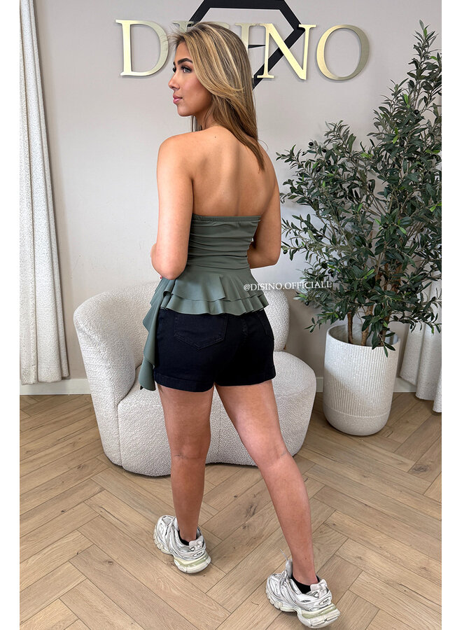 ARMY GREEN - 'LORA TOP' - STRAPLESS TOP