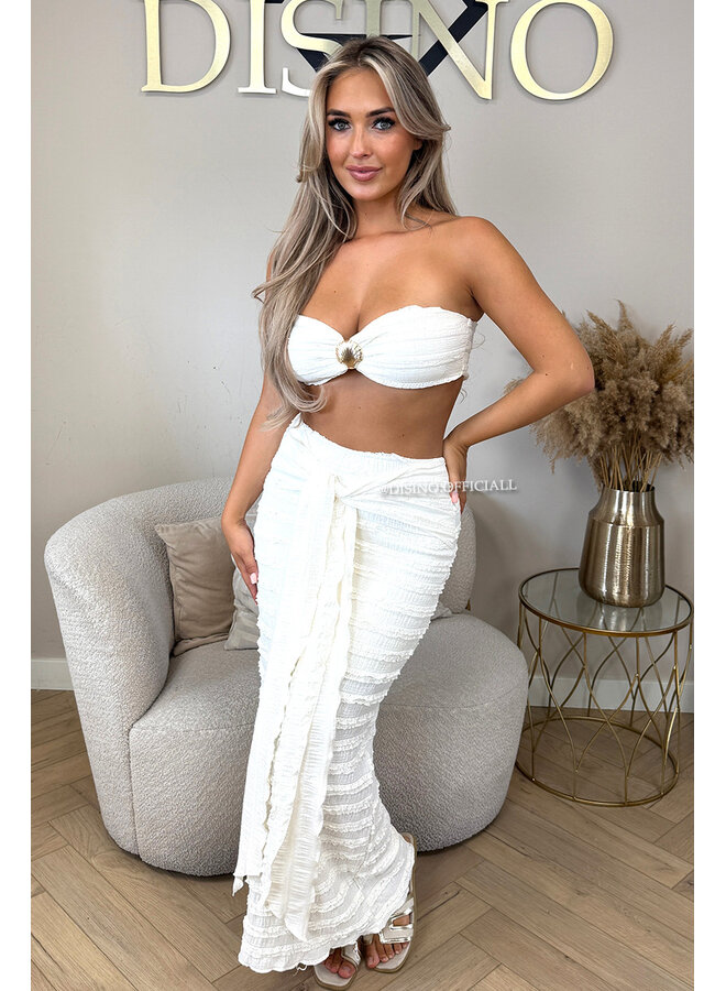 BEIGE - 'ISLA IBIZA SET' - CROCHET BEACH TOP + SKIRT SET