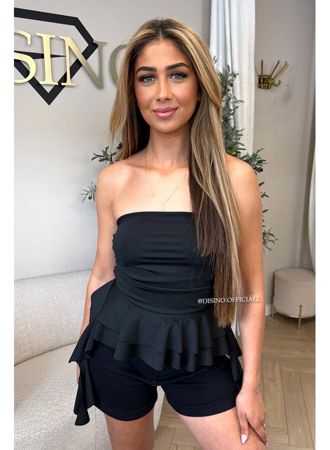 BLACK - 'LORA TOP' - STRAPLESS TOP