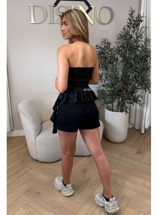 BLACK - 'LORA TOP' - STRAPLESS TOP