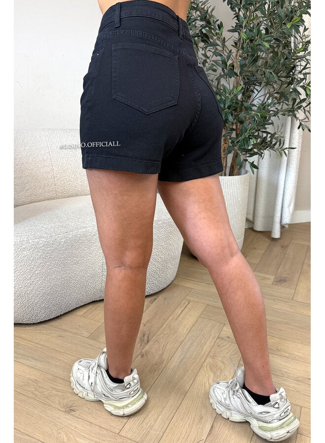 BLACK - 'ELLA SHORTS' - SUPER STRETCH DENIM SHORTS
