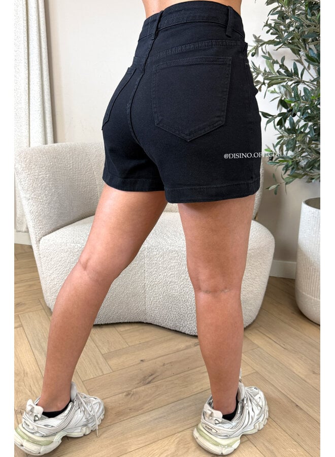 BLACK - 'ELLA SHORTS' - SUPER STRETCH DENIM SHORTS