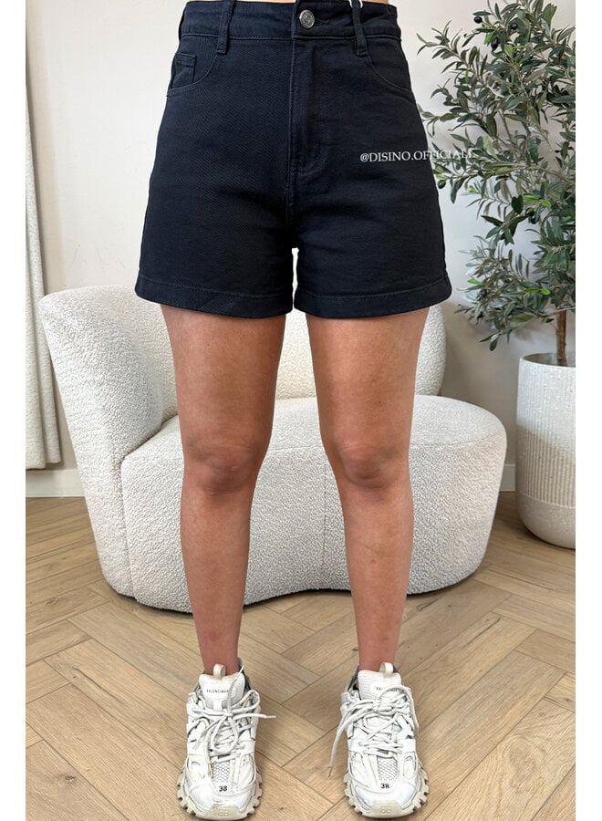 BLACK - 'ELLA SHORTS' - SUPER STRETCH DENIM SHORTS