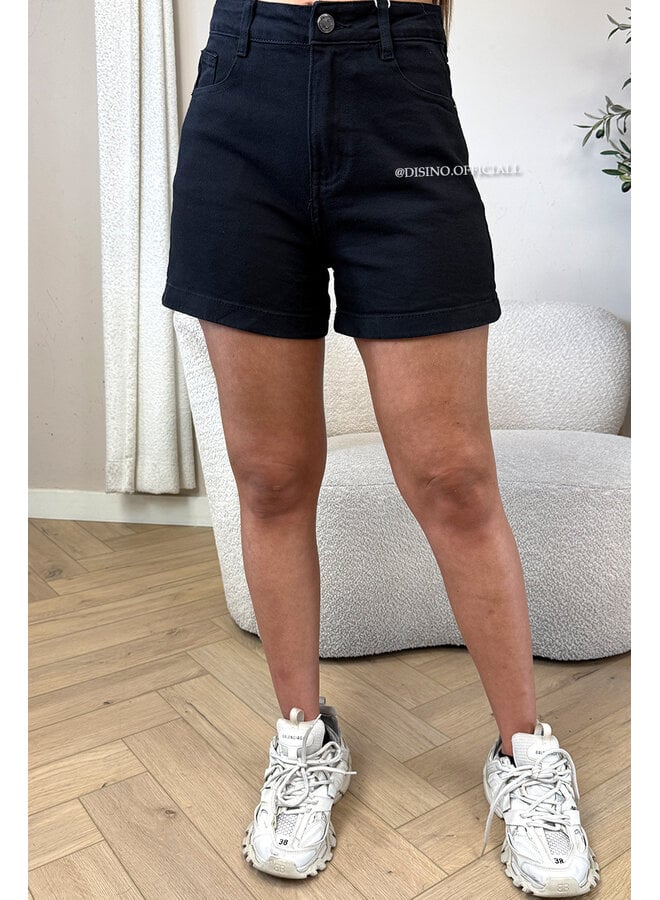 BLACK - 'ELLA SHORTS' - SUPER STRETCH DENIM SHORTS