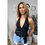 BLACK - 'JOYA TOP' - RUFFLE HALTER TOP