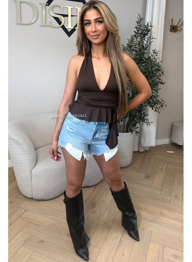 CHOCO - 'JOYA TOP' - RUFFLE HALTER TOP