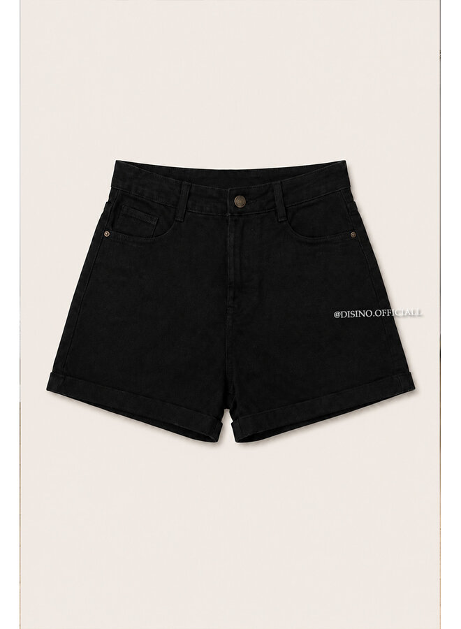 BLACK - 'ELLA SHORTS' - SUPER STRETCH DENIM SHORTS