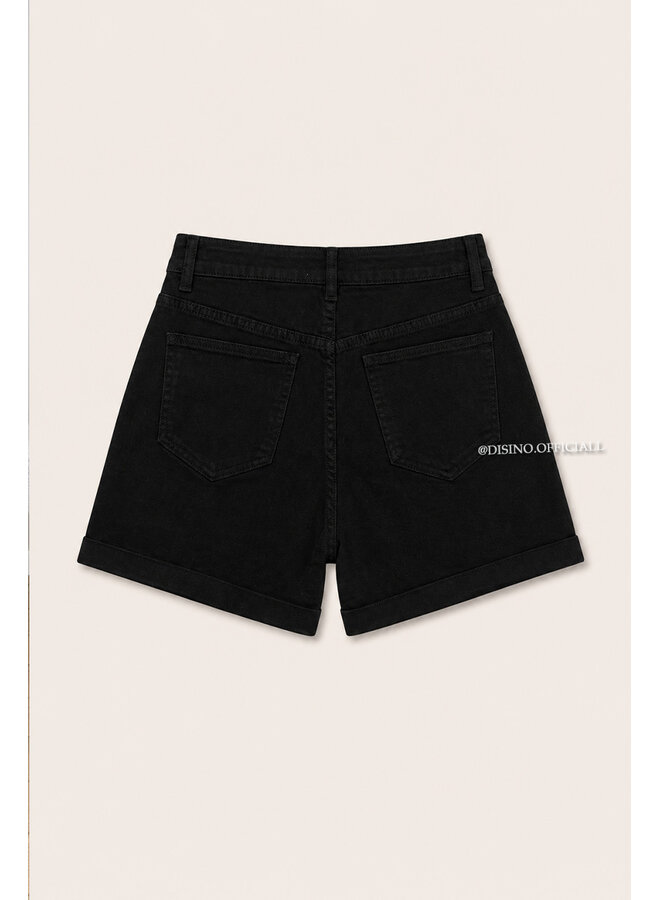 BLACK - 'ELLA SHORTS' - SUPER STRETCH DENIM SHORTS