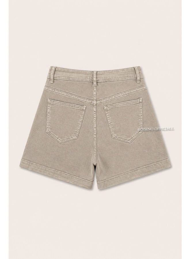 BEIGE - 'ELLA SHORTS' - SUPER STRETCH DENIM SHORTS