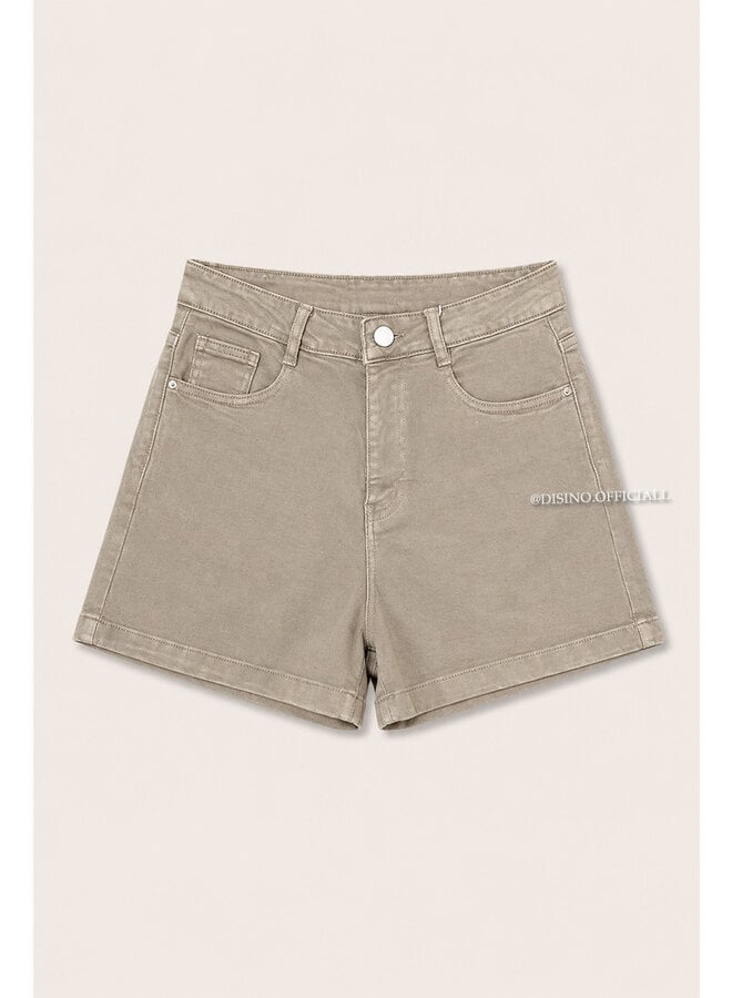 BEIGE - 'ELLA SHORTS' - SUPER STRETCH DENIM SHORTS