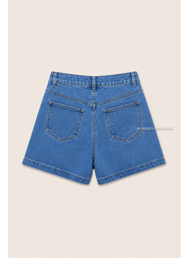 BLUE - 'ELLA SHORTS' - SUPER STRETCH DENIM SHORTS