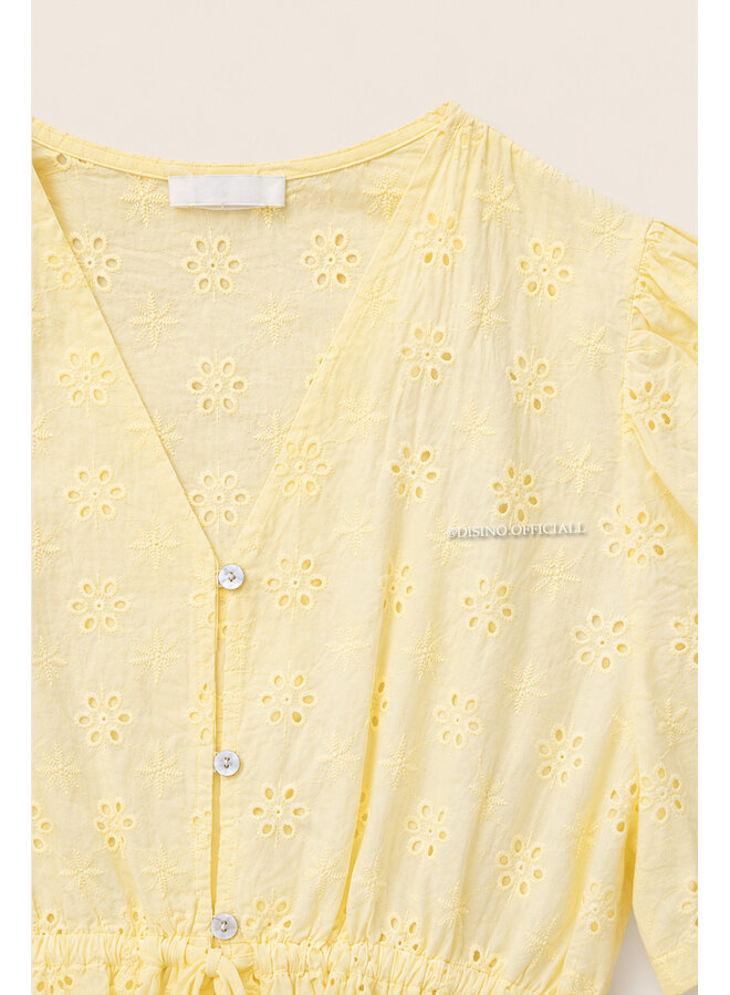 YELLOW - 'ROSALYN TOP' - CROCHET LACE SUMMER TOP