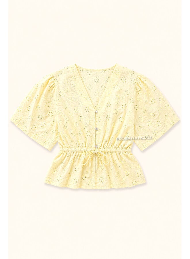 YELLOW - 'ROSALYN TOP' - CROCHET LACE SUMMER TOP