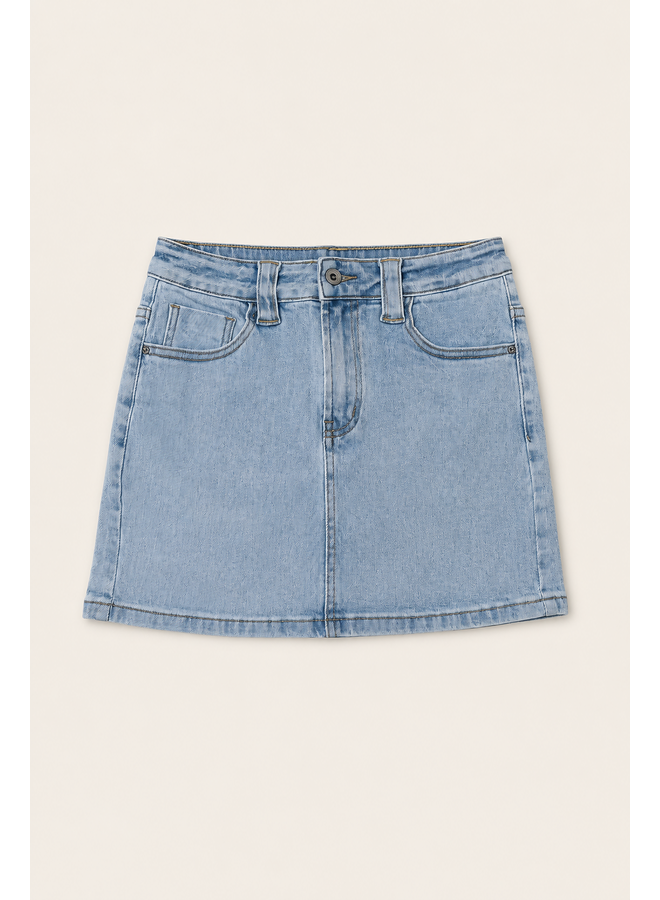LIGHT BLUE - 'SANNE SKORT' - SUPERR STRETCH DENIM SKIRT (SHORT INSIDE)