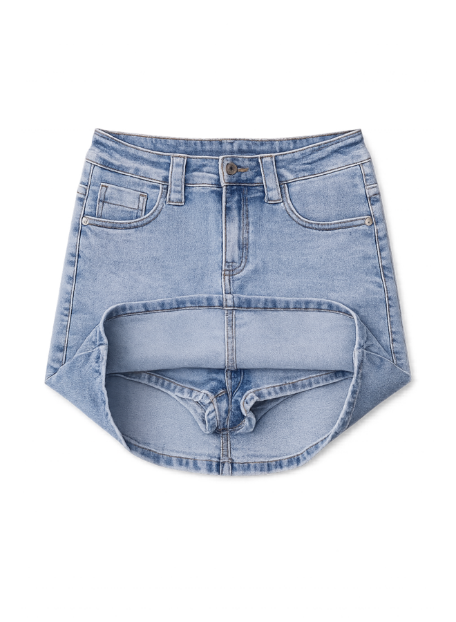 BLUE - 'SANNE SKORT' - SUPERR STRETCH DENIM SKIRT (SHORT INSIDE)