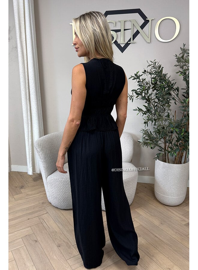 BLACK - 'DELANI SET' - COASTAL CHIC SUMMER TOP + PANTS SET