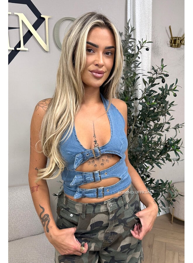 BLUE - 'MINKA FESTIVAL TOP' - FESTIVAL DENIM TOP