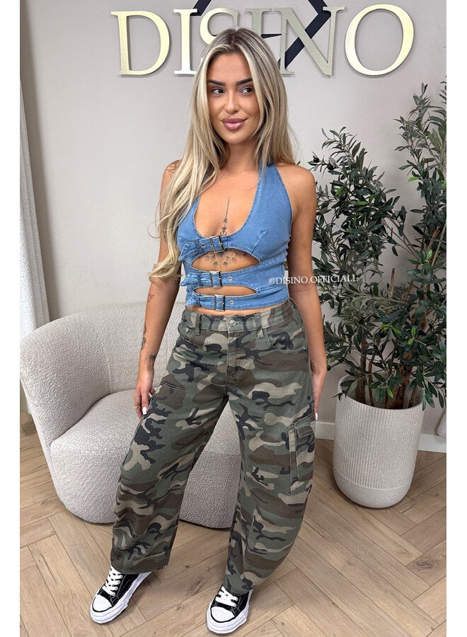BLUE - 'MINKA FESTIVAL TOP' - FESTIVAL DENIM TOP