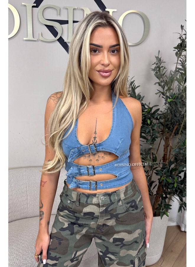 BLUE - 'MINKA FESTIVAL TOP' - FESTIVAL DENIM TOP
