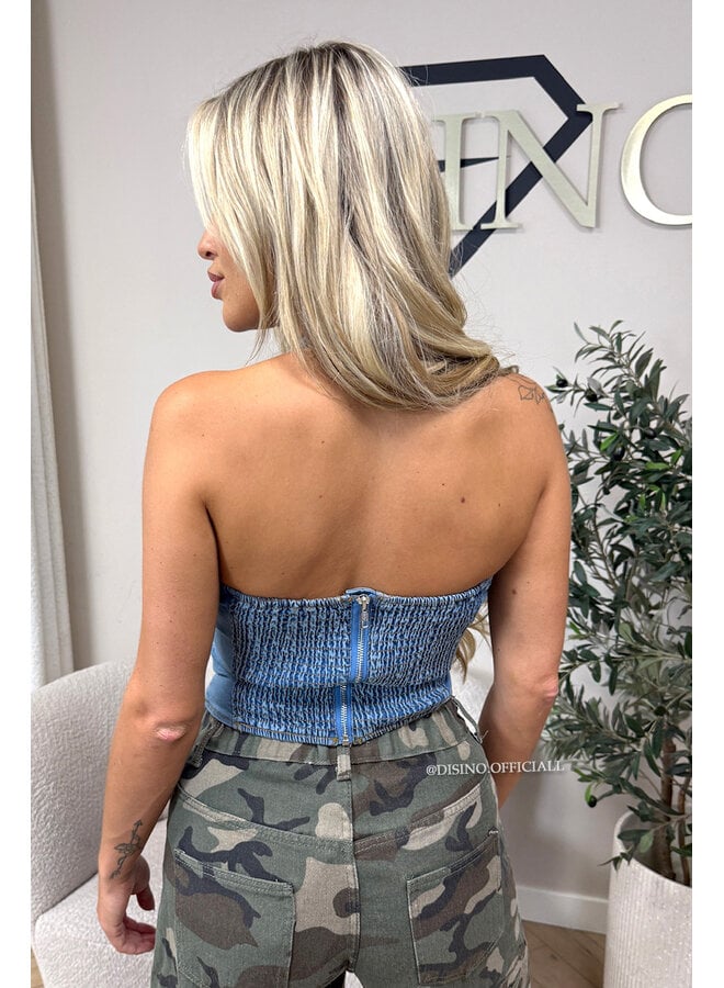 BLUE - 'MINKA FESTIVAL TOP' - FESTIVAL DENIM TOP