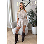 BEIGE/CHOCO - 'LIORA POLKADOT PLAYSUIT' - HALTER RUFFLE PLAYSUIT