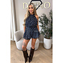 NAVY BLUE - 'LIORA POLKADOT PLAYSUIT' - HALTER RUFFLE PLAYSUIT