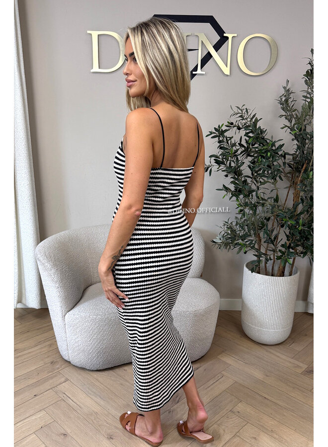 BLACK - 'MARINA DRESS' - STRETCH STRIPED SUMMER DRESS