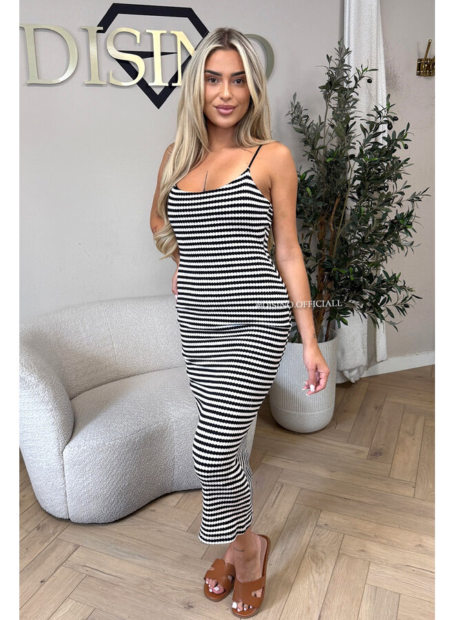 BLACK - 'MARINA DRESS' - STRETCH STRIPED SUMMER DRESS