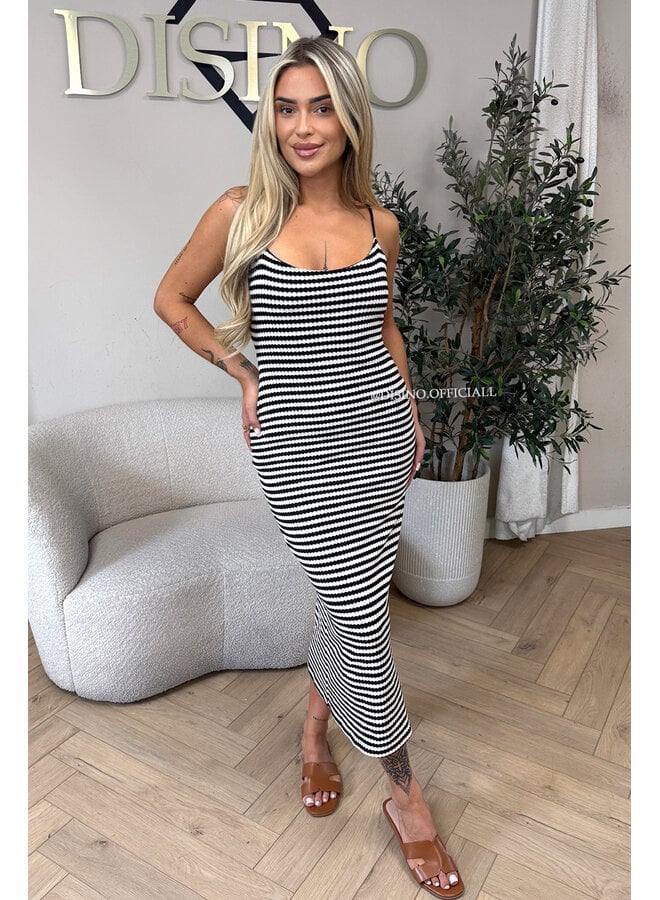BLACK - 'MARINA STRIPED DRESS' - CLASSY STRIPED SUMMER DRESS